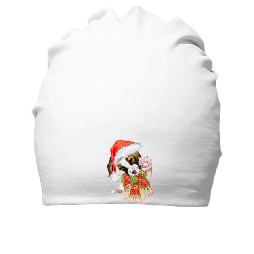 Бавовняна шапка з біглем в новорічному ковпаку