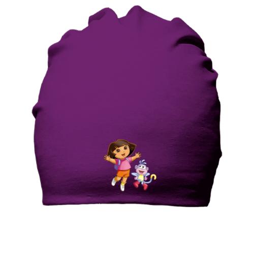 Хлопковая шапка с Дашей-Следопытом и обезьянкой