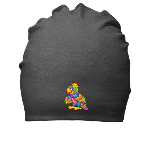 Хлопковая шапка с разноцветным попугаем