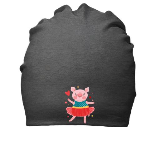 Хлопковая шапка со свинкой в платье