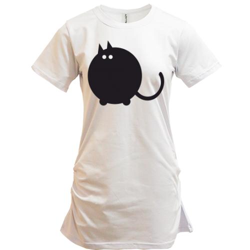 Подовжена футболка з товстим котом