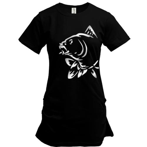 Подовжена футболка з рибою