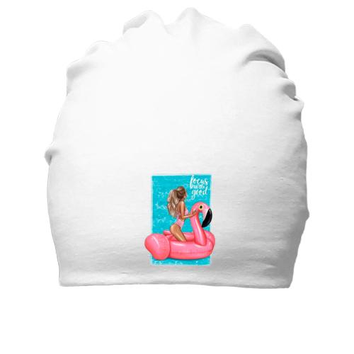 Хлопковая шапка Девушка на надувном фламинго