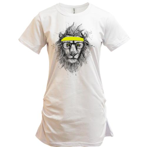 Подовжена футболка лев-хіпстер (2)