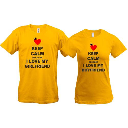 Парные футболки Keep calm - i love my boyfriend - girlfriend
