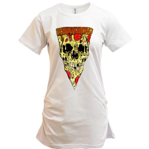 Подовжена футболка з піцою у вигляді черепа
