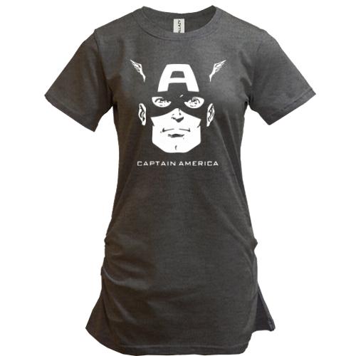 Подовжена футболка обличчям Капітана Америка
