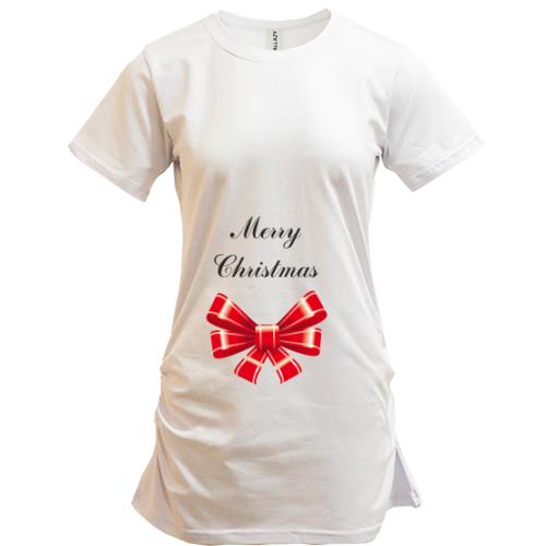 Подовжена футболка Merry Christmas