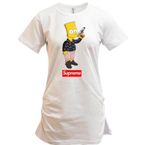 Подовжена футболка Барт Сімпсон з написом Supreme