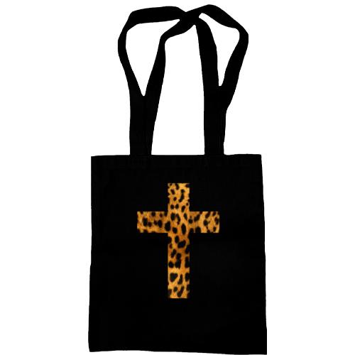 Сумка шоппер с леопардовым крестом