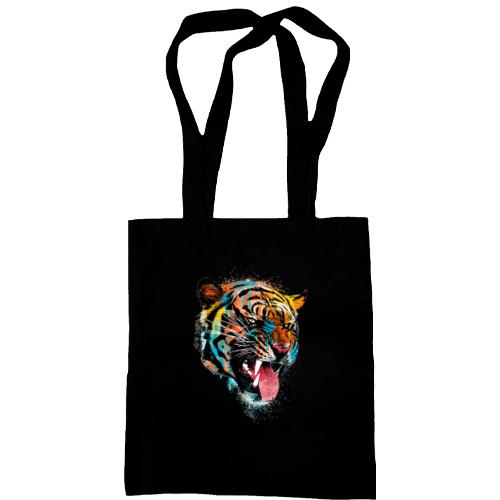 Сумка шоппер с разноцветным тигром