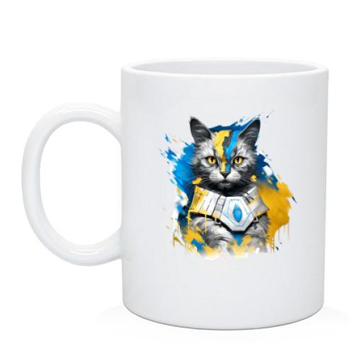Чашка Кот в желто-синих доспехах (2)