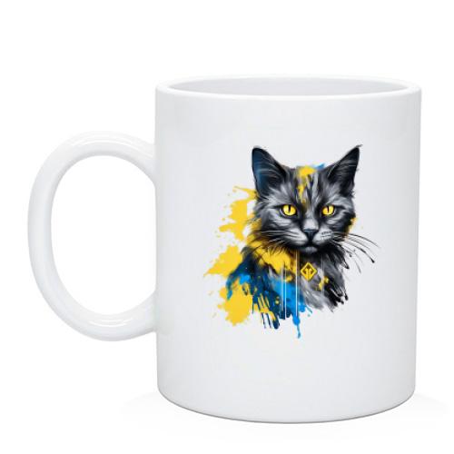 Чашка Кот в желто-синих красках
