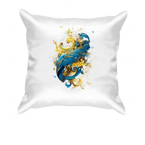 Подушка с желто-синими артом
