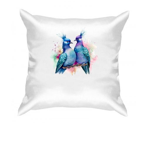 Подушка з парою декоративних голубів
