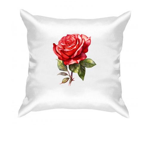 Подушка з намальованою трояндою