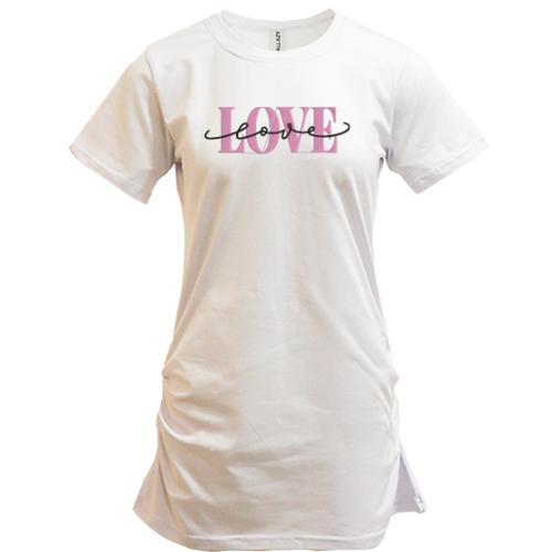 Подовжена футболка з написом Love Love