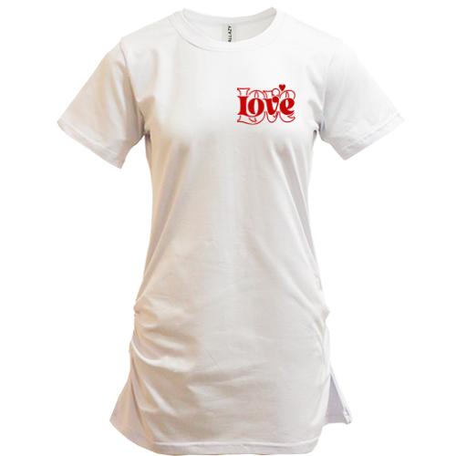 Подовжена футболка з написом Love Love міні