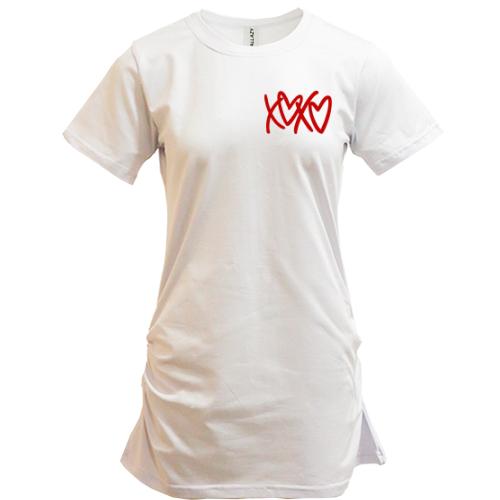 Подовжена футболка XO-XO із серцями