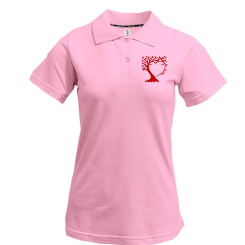 Жіноча футболка-поло з деревом у вигляді серця