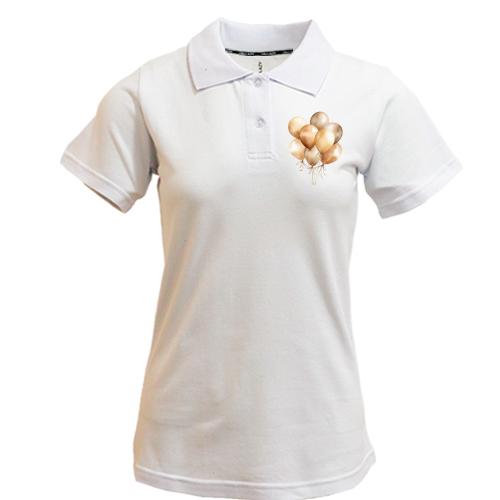 Жіноча футболка-поло з бежевими надувними кулями