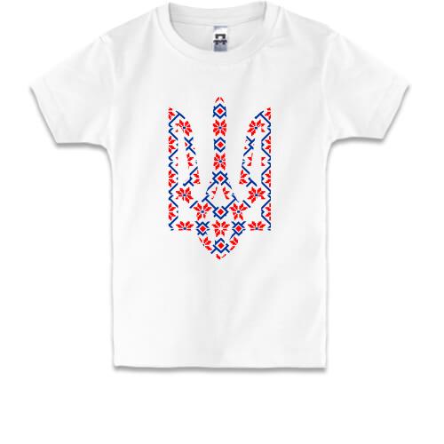 Дитяча футболка з гербом України у вигляді вишиванки (2)