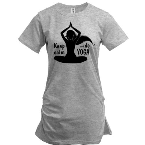 Подовжена футболка Keep Calm an Do Yoga