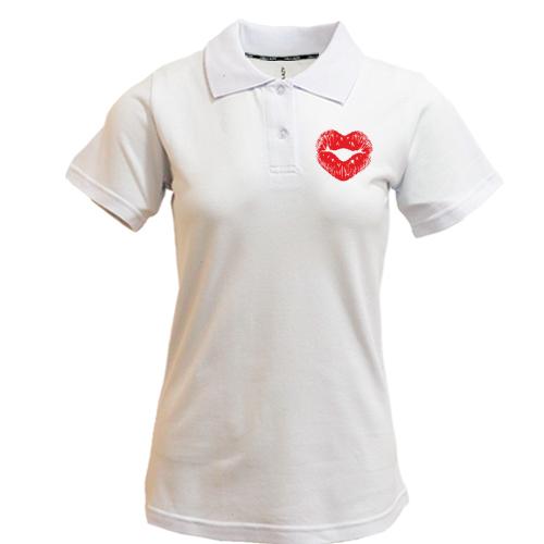 Жіноча футболка-поло Поцілунок у вигляді серця