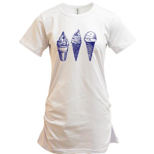 Подовжена футболка Ice cream графіті