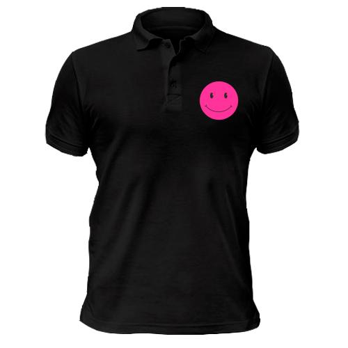 Чоловіча футболка-поло з рожевим смайликом
