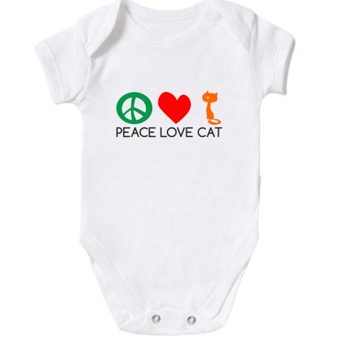 Детское боди peace love cats