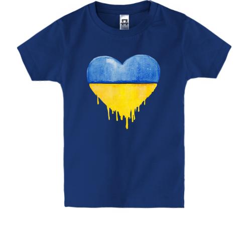 Дитяча футболка з жовто-синім серцем