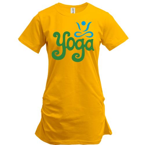 Подовжена футболка з написом Yoga