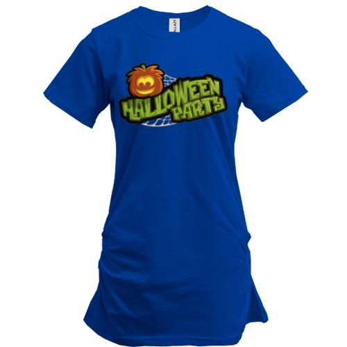 Подовжена футболка з написом Halloween party (Вечірка)