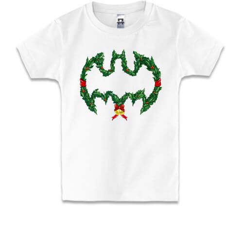 Дитяча футболка Різдвяний вінок Бетмена
