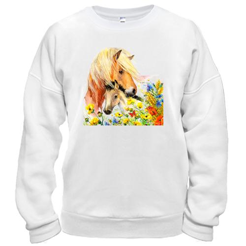 Свитшот с лошадьми в цветах