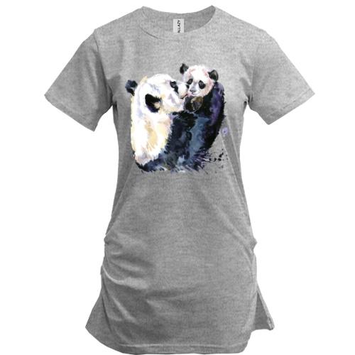 Подовжена футболка з пандами Сім'я
