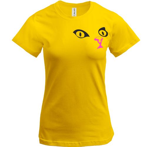 Женская футболка-кошачья мордашка