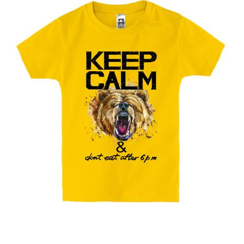 Детская футболка с медведем Keep calm & dont eat after 6 pm