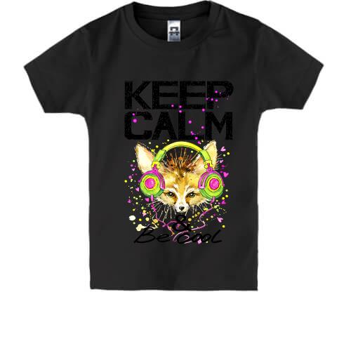 Детская футболка с лисой Keep calm & be cool