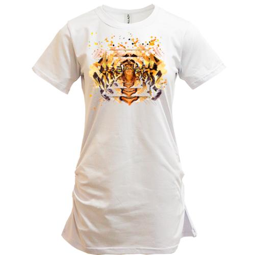 Подовжена футболка з абстрактним тигром (3)