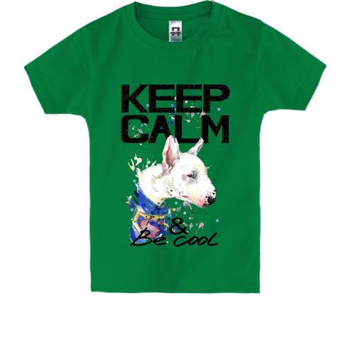 Детская футболка з бультерьером Ceep calm and be cool