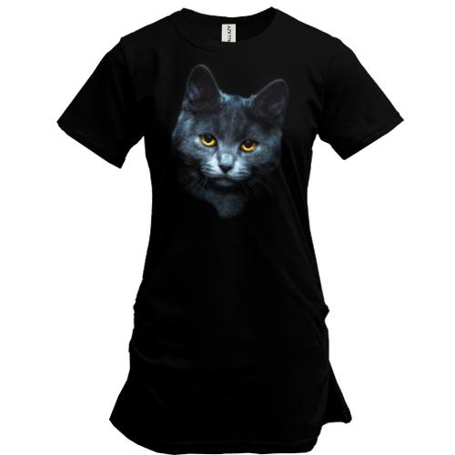 Подовжена футболка з котом