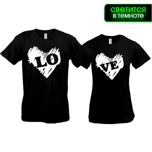 Парные футболки Love 2 (glow)