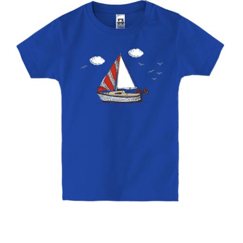 Детская футболка Яхта выходит в море