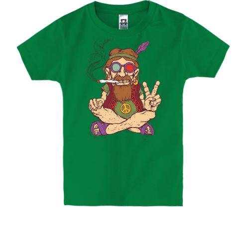 Детская футболка с курящим хиппи