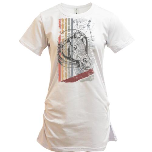Подовжена футболка з зеброю космонавтом