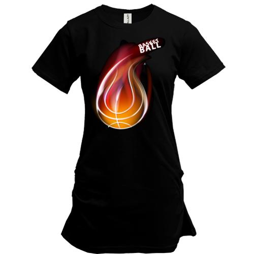 Подовжена футболка з баскетбольним м'ячем у вогні