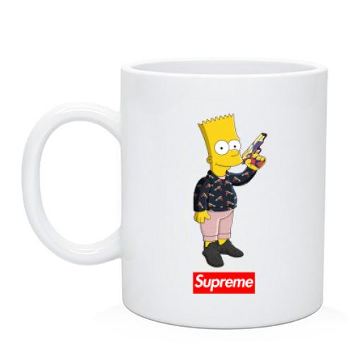 Чашка Барт Симпсон с надписью Supreme