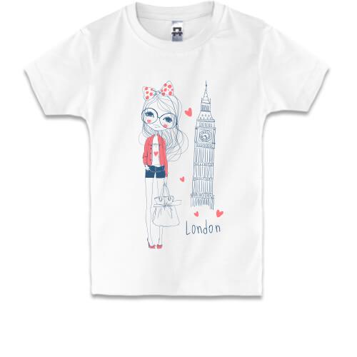 Детская футболка с девушкой и Биг Беном 